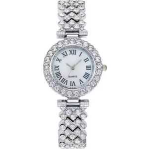Elegant Silver Popular Roman Steel Belt Quartz Women's Watch